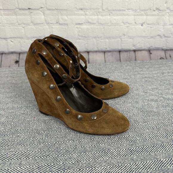 TILA MARCH - Suede Wedge Heel with Ankle Strap - Picture 1 of 8